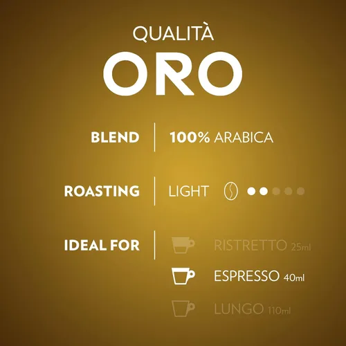 Vista 5 de Lavazza Qualita Oro 100 unidades para Nespresso Original, cápsulas de aluminio, notas afrutadas y florales, 100% arábica, intensidad 8/13, tostado