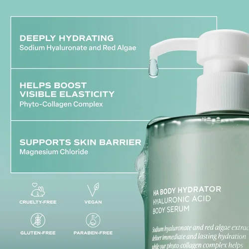 Vista 3 de Saltair Suero corporal de ácido hialurónico – Loción corporal hidratante para una piel de aspecto más suave – Crema hidratante de gel transparente