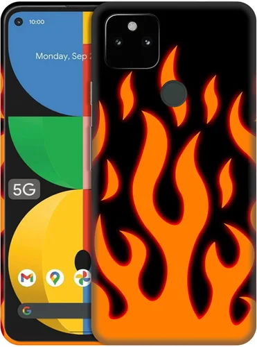 Vista 21 de GlamCase for Google Pixel 5a 5G, Pixel 5a Case - Basketball On Fire Printed Cute Slim Fit Hard Plastic Protective Designer Back Phone Case/Cover for