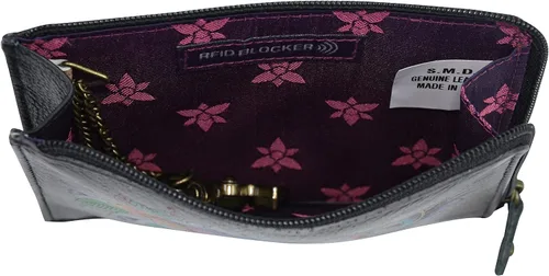 Vista 3 de Anuschka Womens Original Hand-Painted Leather RFID Key Zip Case