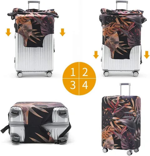 Vista 7 de TRAVEL KIN - Funda lavable para maleta con protección antiarañazos, protector para maletas de 18-32 pulgadas, Autumn Leaves, M, Moda
