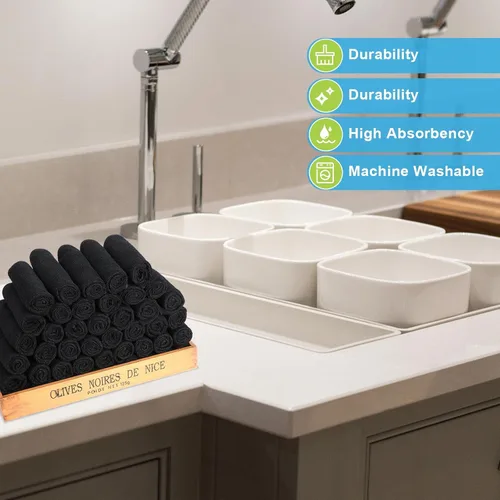 Vista 4 de Tenare Paquete de 100 paños de limpieza de microfibra de 12 x 12 pulgadas, trapos de limpieza reutilizables, toallas de microfibra a granel, paños
