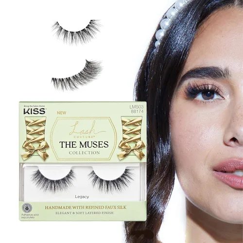 Vista 10 de KISS - Pestañas postizas de la colección Lash Couture The Muses, “Duquesa”, 16mm, negras, onduladas, hechas a mano, seda sintética refinada, banda