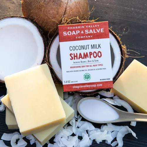 Vista 8 de Chagrin Valley Soap & Salve - Barra de champú, coco, sin perfume, orgánico, vegano, rizado y todo tipo de cabello, 5.6 oz (159 g), embalaje