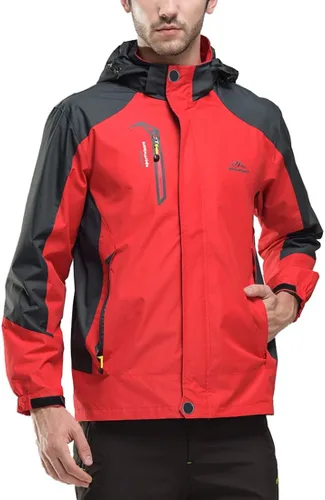Vista 2 de Chaqueta impermeable para hombre, con capucha, senderismo, pesca, resistente al viento