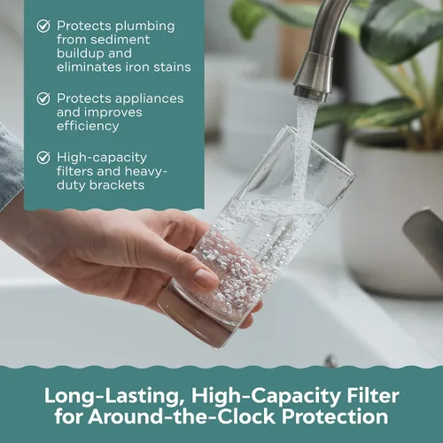 Vista 6 de Applied Membranes Inc. Sistema de filtro de agua de 2 etapas para toda la casa, 1 cartucho de filtro de carbono y 1 hierro, 4.5 x 10 pulgadas