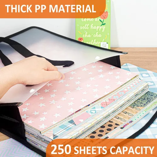 Vista 3 de Organizador de almacenamiento de papel expandible para álbumes de recortes, folio de papel negro para hojas de 12 x 12 pulgadas, organizador