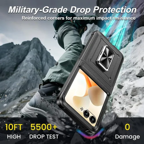 Vista 7 de Funda para Motorola Razr 2024/2025 [no es compatible con Ultra o Plus], con protección de bisagra y protector de pantalla integrado, soporte de 360°