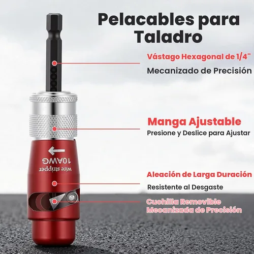 Vista 7 de Kit de pelacables 8 en 1 para taladro eléctrico con conector giratorio, herramienta automática de pelado de cables, pelacables de taladro