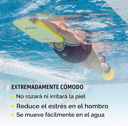 Vista 3 de FINIS Tabla de espuma para entrenamiento de natación, fortalece las piernas, espuma EVA suave, agarre cómodo, color amarillo