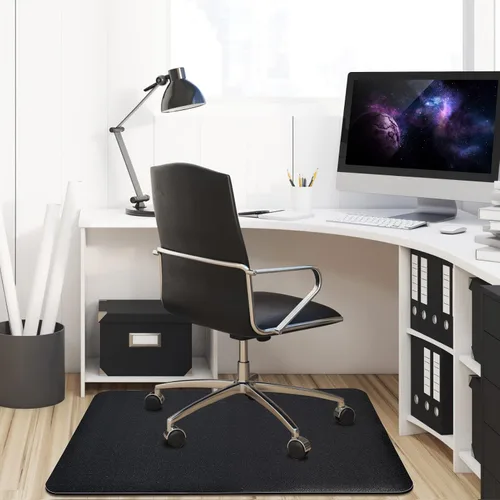 Vista 8 de Tapete para silla rodante de oficina para suelo de madera dura y azulejos, negro, antideslizante, no curvo, tapete para silla debajo del escritorio