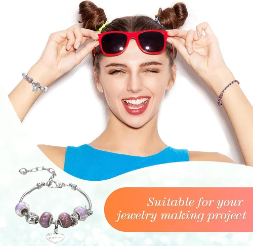 Vista 2 de Hicarer 27 pulseras con dije de serpiente, cadena ajustable con extensor de forma de corazón, cobre, bricolaje para mujer (6.3 pulgadas, plateado)
