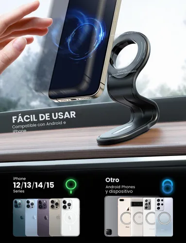 Vista 7 de eSamcore Soporte para Auto MagSafe Desmontable, Brazo de Aluminio Flexible Soporte Magnético de Teléfono para Auto 【20 Imanes Fuertes】 Soporte