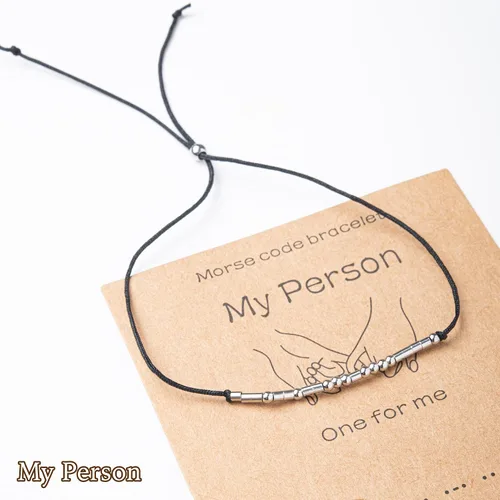 Vista 3 de SANNYRA Pulsera con código morse para mujer, pulseras a juego para 2 parejas, My Person Bestie Sister I Love You, mensaje secreto, amistad, pulsera