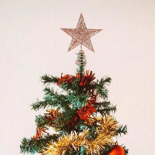 Vista 9 de PRETYZOOM Decoración de árbol de Navidad con estrella brillante, decoración de fiesta de Navidad, recuerdos de fiesta, 7.87 x 7.87 x 1.57 pulgadas