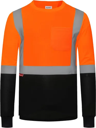 Vista 22 de ProtectX Camisas de manga larga de alta visibilidad, camiseta de seguridad reflectante de alta visibilidad para hombres y mujeres, camisa