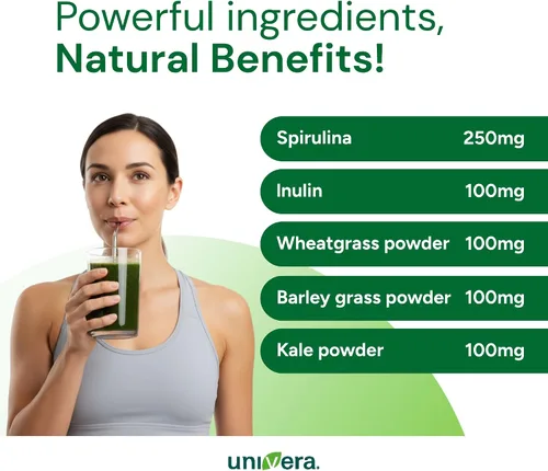 Vista 7 de Univera Metagreens, polvo de mezcla de superalimentos verdes, mezcla de batidos con espirulina orgánica, antioxidantes vitales, alcalinizar