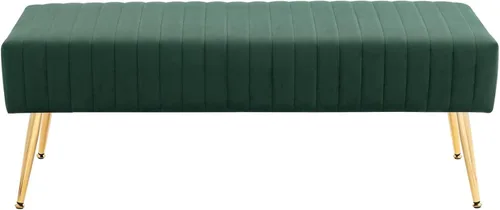 Vista 17 de Furniliving Banco de 44 Pulgadas para Dormitorio, Bancos Otomanos Tapizados con Tela Rayada y Tufting con Patas de Metal en Forma de X para Sala