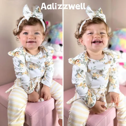 Vista 2 de Aalizzwell Conjunto de mameluco acanalado para bebé recién nacido prematuro para otoño e invierno