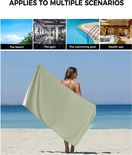 Vista 6 de Juego de toallas de baño verde salvia para baño, toallas de lujo, regalos para mujeres, secado rápido, playa, cocina, mano, cabello, cara, yoga