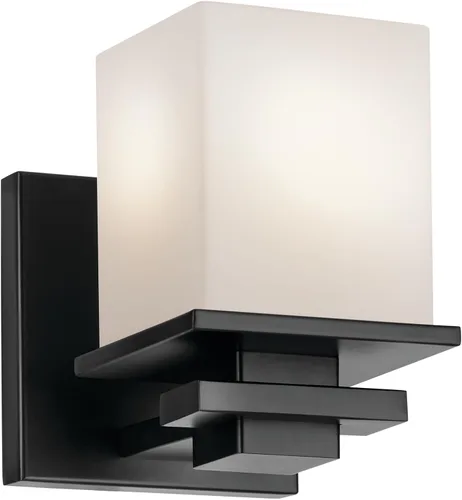 Vista 11 de Kichler Tully - Aplique de pared de 6.5 pulgadas, 1 luz con carcasa de cristal de ópalo grabado satinado cromado