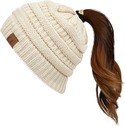Vista 22 de CC Classic Winter Fall Trendy Chunky Stretchy Cable Knit Beanie Hat 2 tonos púrpura/azul marino