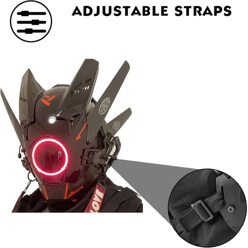Vista 6 de HCYPUNK Máscara punk, casco de cosplay para hombres, ropa tecnológica punk futurista, Halloween, cosplay, ajuste para fiestas, festivales de música