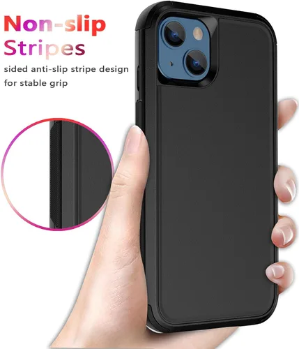 Vista 5 de Diverbox - Funda para iPhone 13 a prueba de golpes, caídas y polvo, funda de protección resistente para iPhone 13 de Apple, color negro