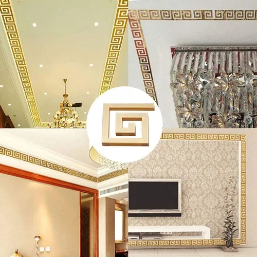 Vista 2 de Calcomanías de espejo de bricolaje, 20 calcomanías extraíbles 3D para espejo de pared, espejos acrílicos con patrón geométrico de clave griega