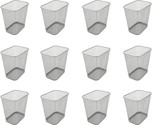 Vista 8 de Ybmhome Papelera de malla de acero rectangular con parte superior abierta para oficina y hogar 8x12x12 Pulgadas 1042s (1, Plata)