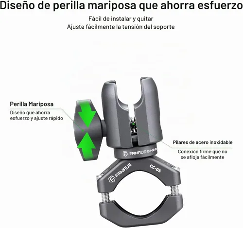 Vista 6 de FANAUE Brazo de enchufe único con abrazadera de manillar base de perno en U compatible con soportes RAM, cabezal de bola de 1 pulgada y soporte