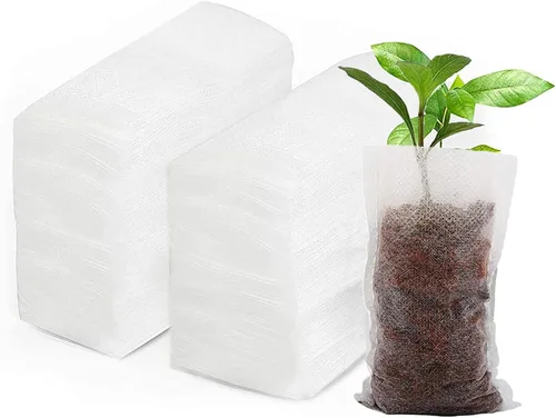 Vista 9 de Tarklanda 200 bolsas de vivero para plantas, biodegradables no tejidas para plantas, bolsas de tela para plantas de semillero, bolsas para plantas