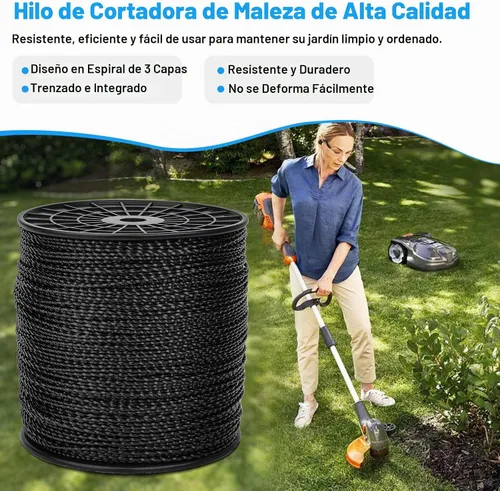 Vista 5 de RO6G Cuerda de 5 libras, línea de recortadora de hilo comercial Twist, cuerda Wacker para recortadora de malezas Echo Black Diamond/String Trimmer