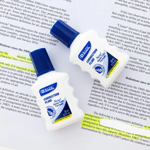 Vista 5 de BAZIC Products Líquido de corrección, 0.7 fl oz, aplicador de cepillo de espuma, 2 unidades, para ediciones de oficina escolar