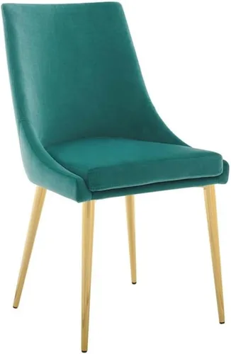 Vista 17 de Modway Viscount Performance - Sillas de comedor de terciopelo, juego de 2, color dorado marfil