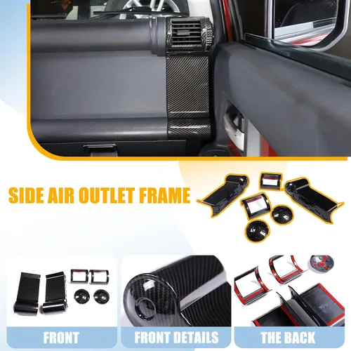 Vista 5 de Panel decorativo de marco de salida de aire lateral de tablero de automóvil ABS para Toyota FJ Cruiser (XJ10) 2007-2022, kit de ventilación de aire
