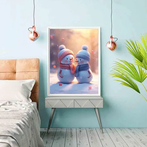 Vista 3 de Reofrey Kits de pintura de diamantes para adultos, muñeco de nieve de Navidad, arte de diamantes de Navidad, taladro completo redondo con diamantes