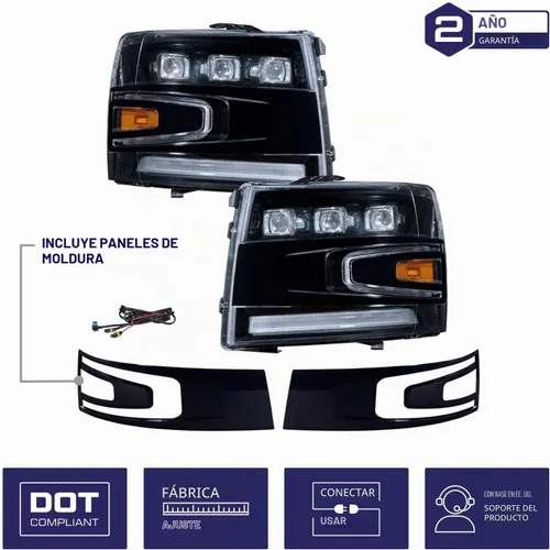 Vista 4 de Form Lighting Faros Delanteros Proyectores LED Secuenciales compatibles con Chevrolet Silverado 2007-2013 (par)