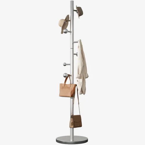 Vista 13 de Perchero de metal con rotación de 360°, color negro Modern Coat Rack with 360° Rotary Design Sturdy Heavy Duty Hall Tree Hats Hanger Holder Stand