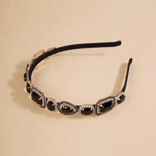 Vista 4 de Wiwpar Diadema de diamantes de imitación - Negro, 5.5*5.1 in - Accesorio para el cabello de mujer