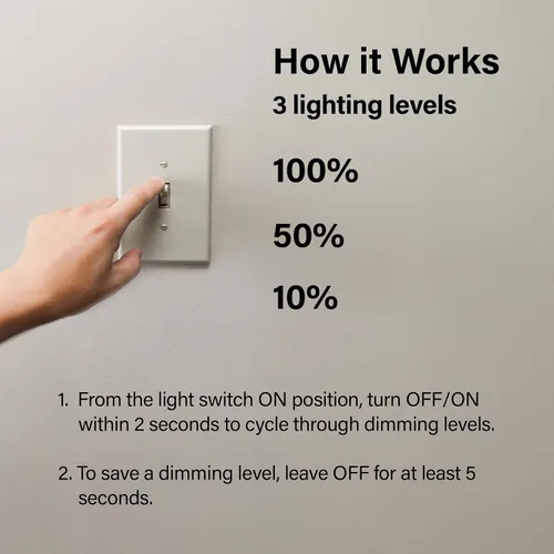 Vista 3 de Feit Electric Bombilla LED A19, interruptor IntelliBulb equivalente a 65 W, base media E26, 800 lúmenes, 2700 K, blanco suave, OM60/3DIMCA/LEDI