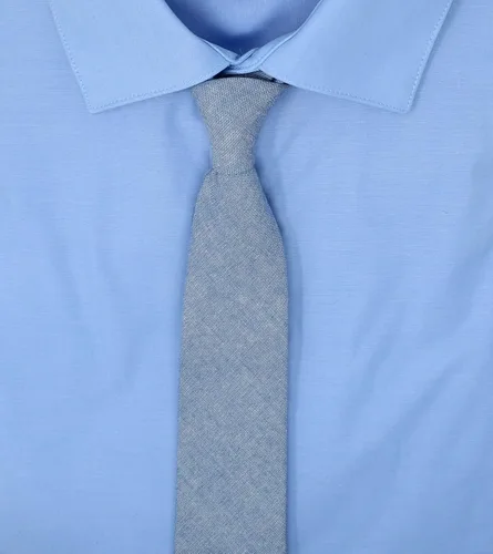 Vista 69 de Corbata delgada de algodón cambray para hombre, estilo desgastado texturizado - 2 1/2 pulgadas de ancho