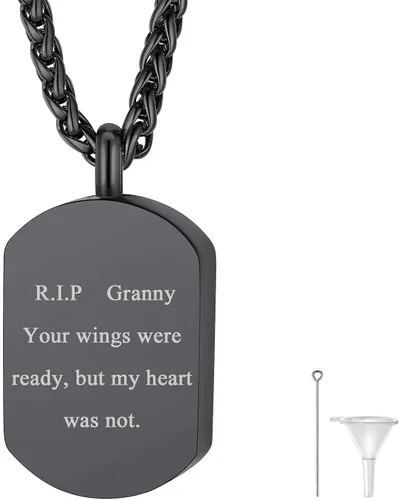 Vista 177 de FindChic Collares personalizados con urna para cenizas, barra vertical, gato, luna, reloj de arena, garra de perro, acero inoxidable, chapado en oro