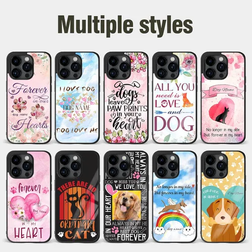 Vista 3 de Fundas personalizadas para teléfonos con nombre de perros y mascotas, Negro