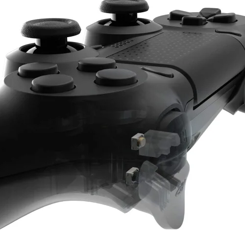 Vista 7 de eXtremeRate Clicky - Kit de gatillo de pelo para PS4 CUH ZCT2, botones de hombro para controlador, cable flexible de parada de disparo flash