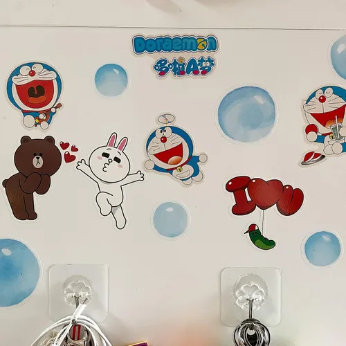 Vista 5 de Calcomanías de burbujas de acuarela para baño, lavandería, 23 calcomanías de burbujas azules pintadas a mano, decoración de baño, sala de estar