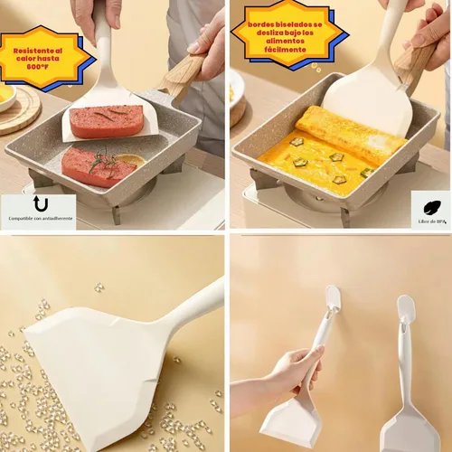 Vista 4 de Espátula ancha de silicona para panqueques, espátulas resistentes al calor para cocinar, panqueques, pizzas, tortillas.