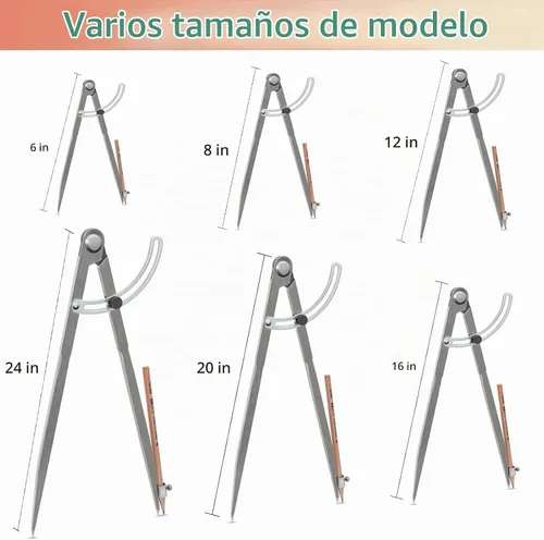 Vista 8 de Compás de 12 pulgadas para geometría, compás para carpintería, compás de carpintería de precisión con divisor de ala y soporte para lápices, compás