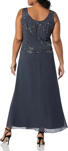 Vista 4 de J Kara Vestido de chaqueta con cuentas de talla grande para mujer