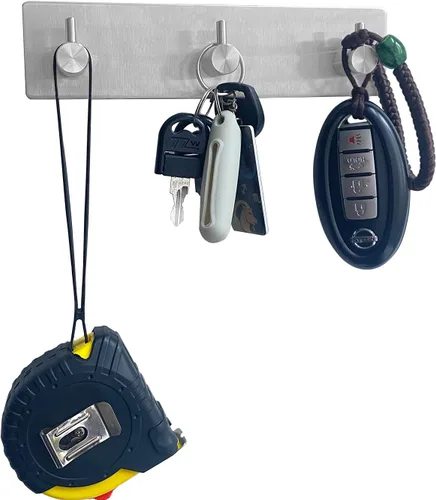 Vista 10 de AXBUS Soporte para llaves montado en la pared, 3 ganchos para decoración de pared, organizador de llaves adhesivo para entrada, cocina, dormitorio